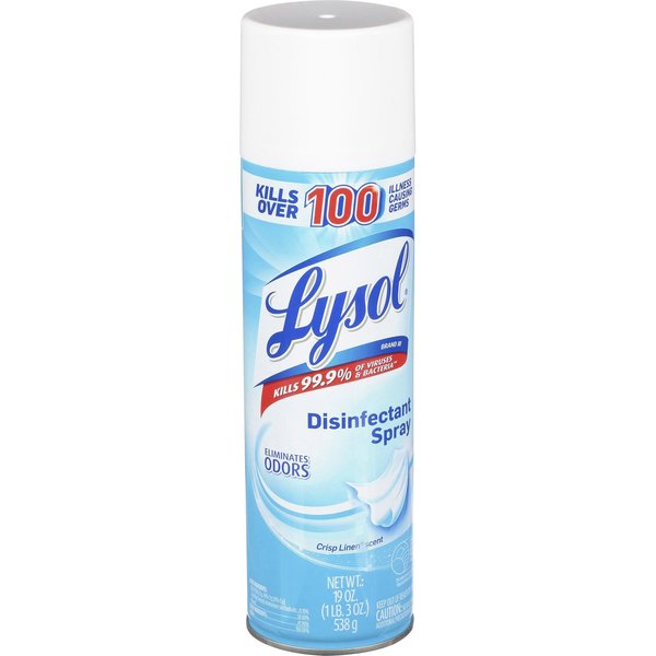 Lysol Crisp Linen Disinfectant Spray, 19 fl oz (0.6 quart) Crisp Linen, Clear RAC79329CT
